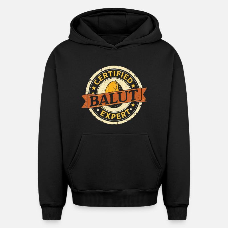 Expert certifié en balut Philippines - Sweat à capuche unisexe oversize épais SPREAD - noir