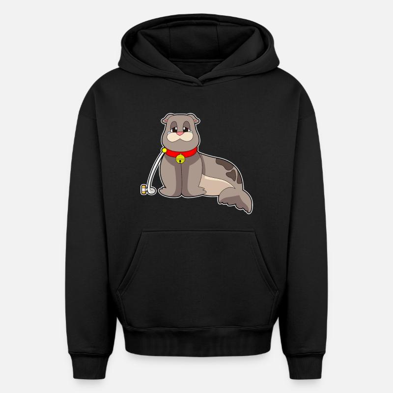 Collier de sceau - Sweat à capuche unisexe oversize épais SPREAD - noir