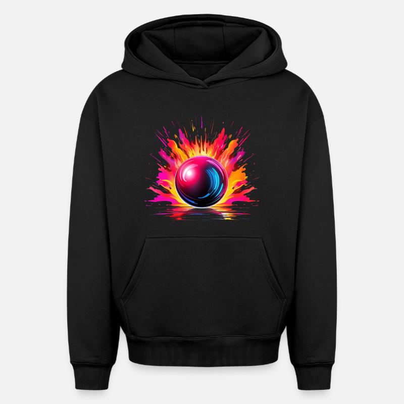 Bowling - Sweat à capuche unisexe oversize épais SPREAD - noir