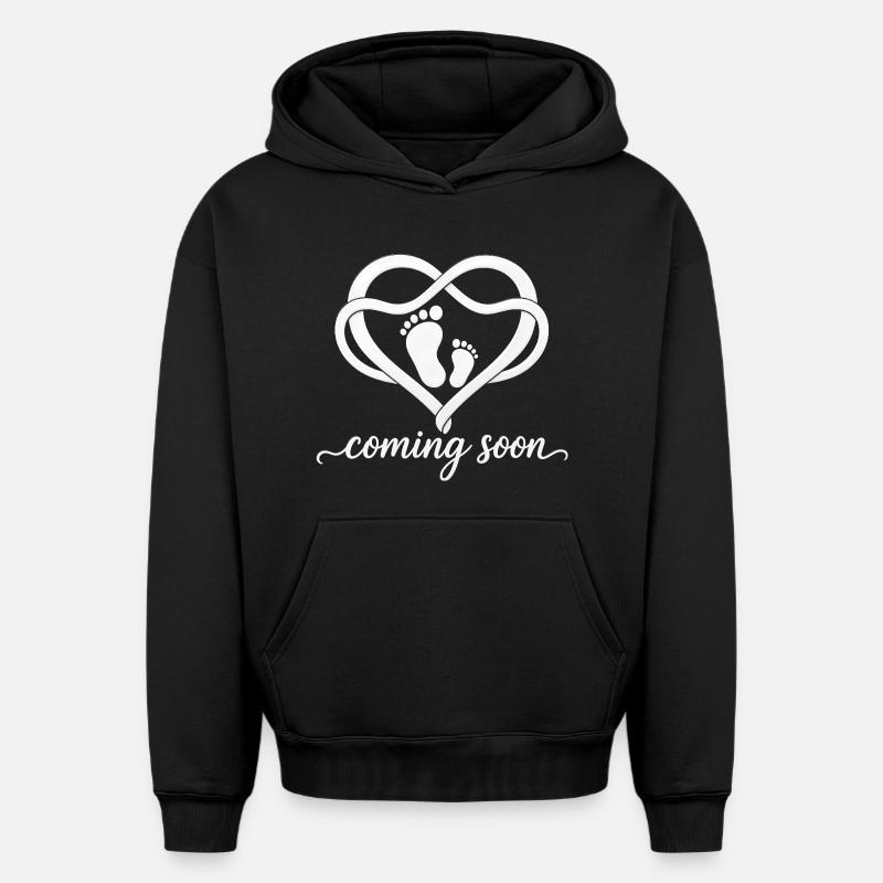 bébé bientôt en 2026 - Sweat à capuche unisexe oversize épais SPREAD - noir