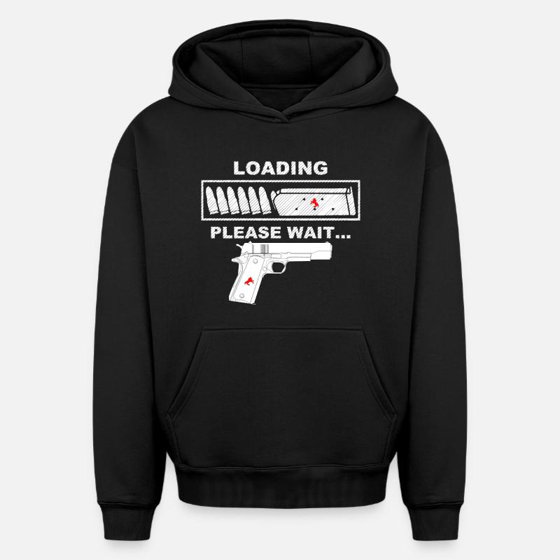 Propriétaire d’armes, 9mm - Sweat à capuche unisexe oversize épais SPREAD - noir