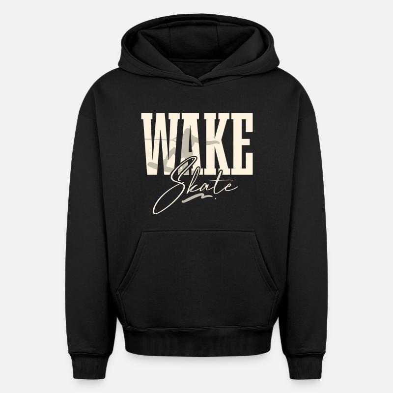 Wakeskate Wakeskating Wakeskater Wakeboard - Sweat à capuche unisexe oversize épais SPREAD - noir