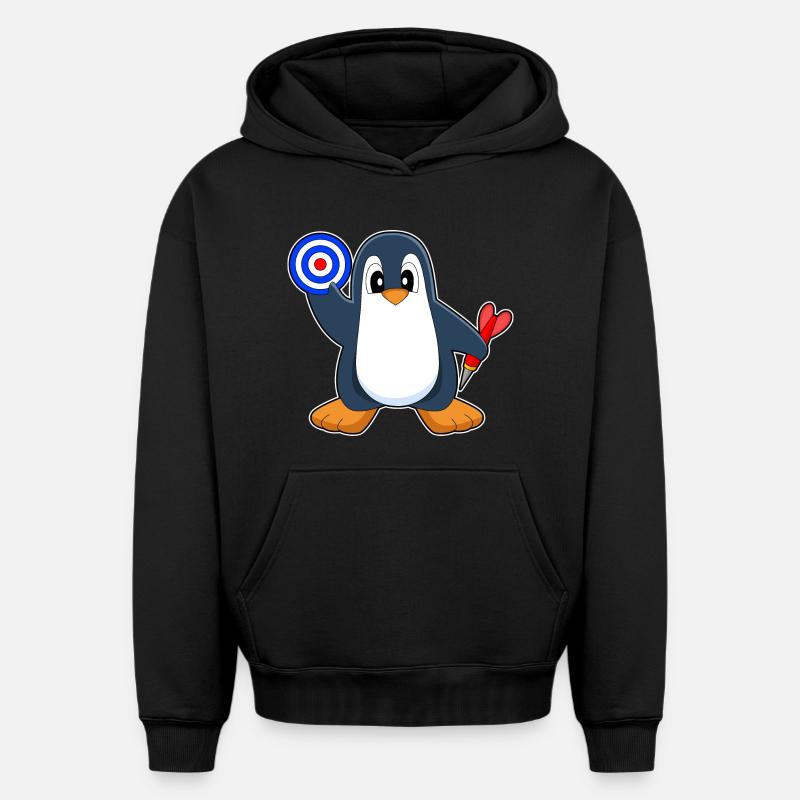 Cible de fléchettes Penguin Dart - Sweat à capuche unisexe oversize épais SPREAD - noir