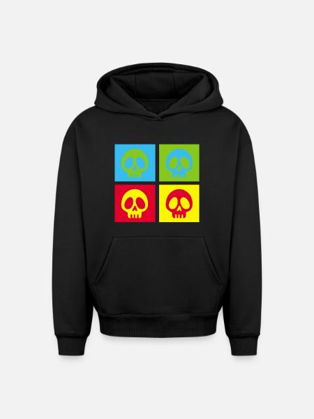 Pop art manga skull - Oversized Heavyweight Unisex Hoodie - black