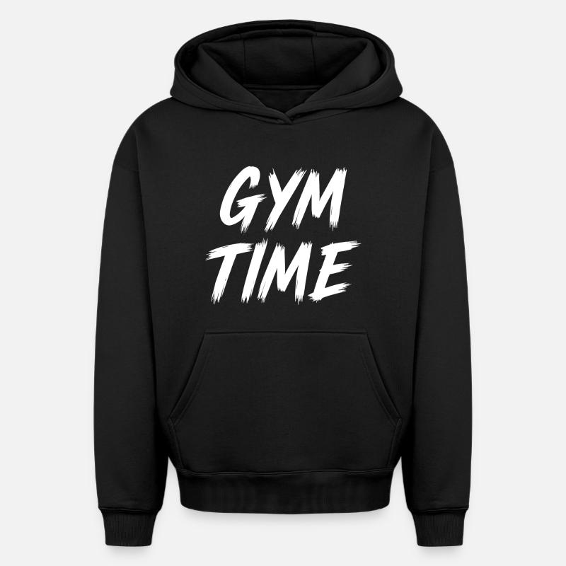Temps de gym - Sweat à capuche unisexe oversize épais SPREAD - noir