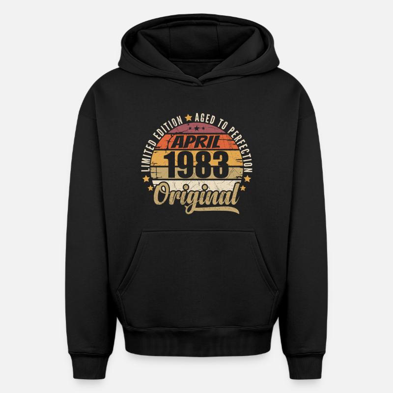 Cadeau D'anniversaire Avril 1983 - Sweat à capuche unisexe oversize épais SPREAD - noir