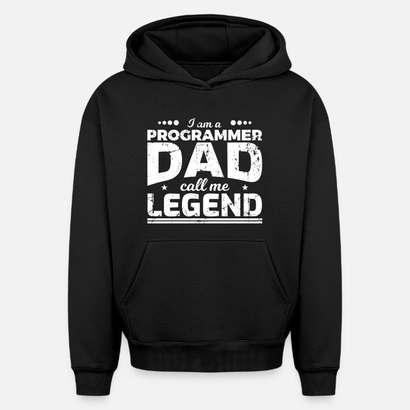 Coder Papa - Oversized Heavyweight Unisex Hoodie - Schwarz