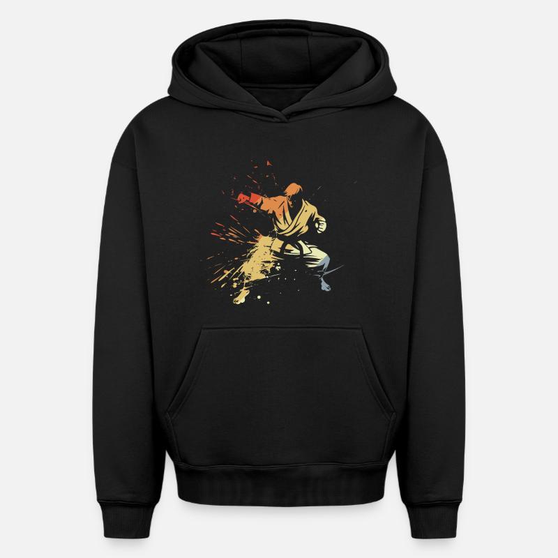 Karaté Garçon Graphique - Sweat à capuche unisexe oversize épais SPREAD - noir