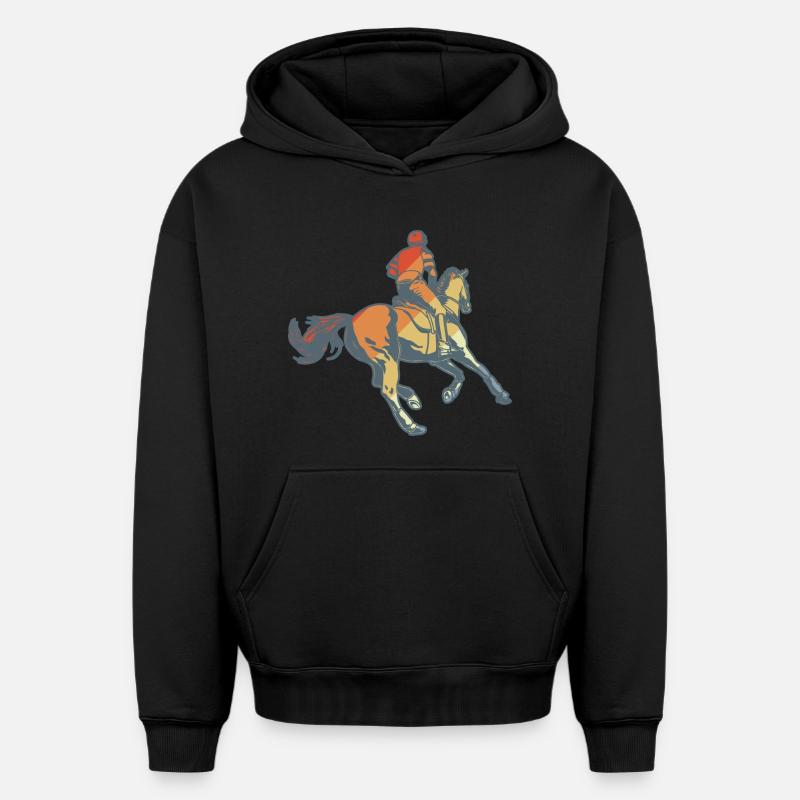 Équitation - Sweat à capuche unisexe oversize épais SPREAD - noir