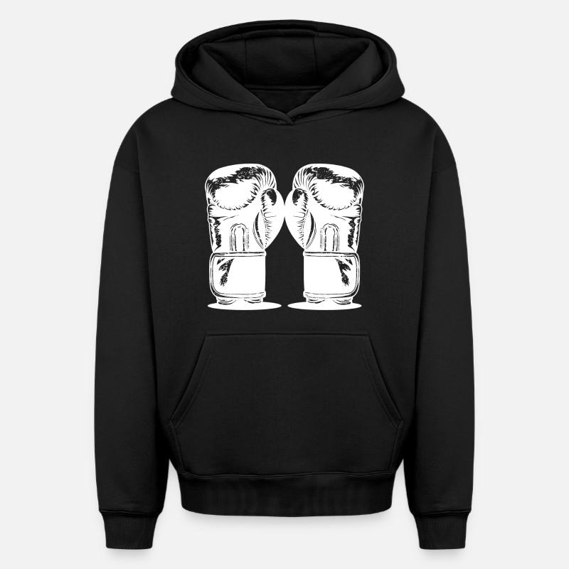 Boxe - Sweat à capuche unisexe oversize épais SPREAD - noir