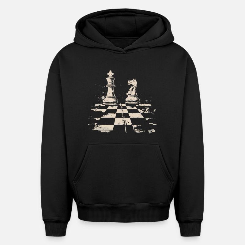 Échecs - Sweat à capuche unisexe oversize épais SPREAD - noir