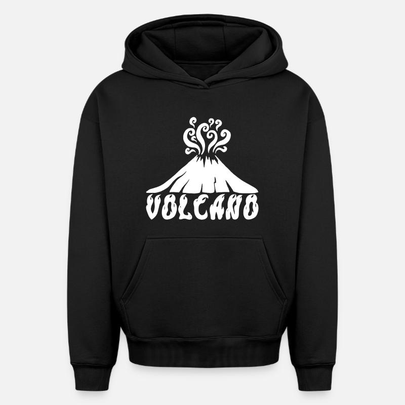 Volcan blanc - Sweat à capuche unisexe oversize épais SPREAD - noir