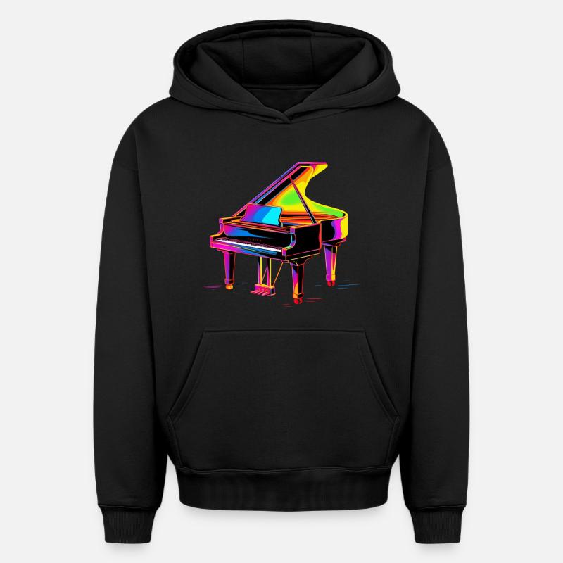 Aile Retrowave - Sweat à capuche unisexe oversize épais SPREAD - noir