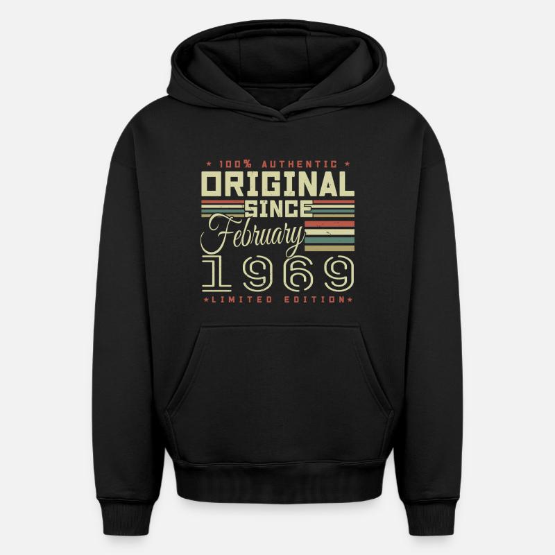Génial Depuis Février 1969 - Sweat à capuche unisexe oversize épais SPREAD - noir