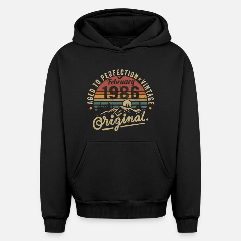 Février 1986 - Sweat à capuche unisexe oversize épais SPREAD - noir
