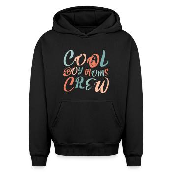 Cool Girl Moms Crew – Mom Life Design - Sweat à capuche unisexe oversize épais SPREAD - noir - Devant - AI Model Female 172 light (172cm) & AI Model Male 185 light (185cm)