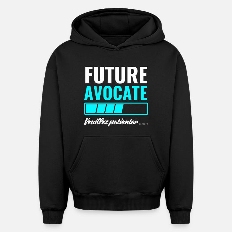 future avocate - Sweat à capuche unisexe oversize épais SPREAD - noir
