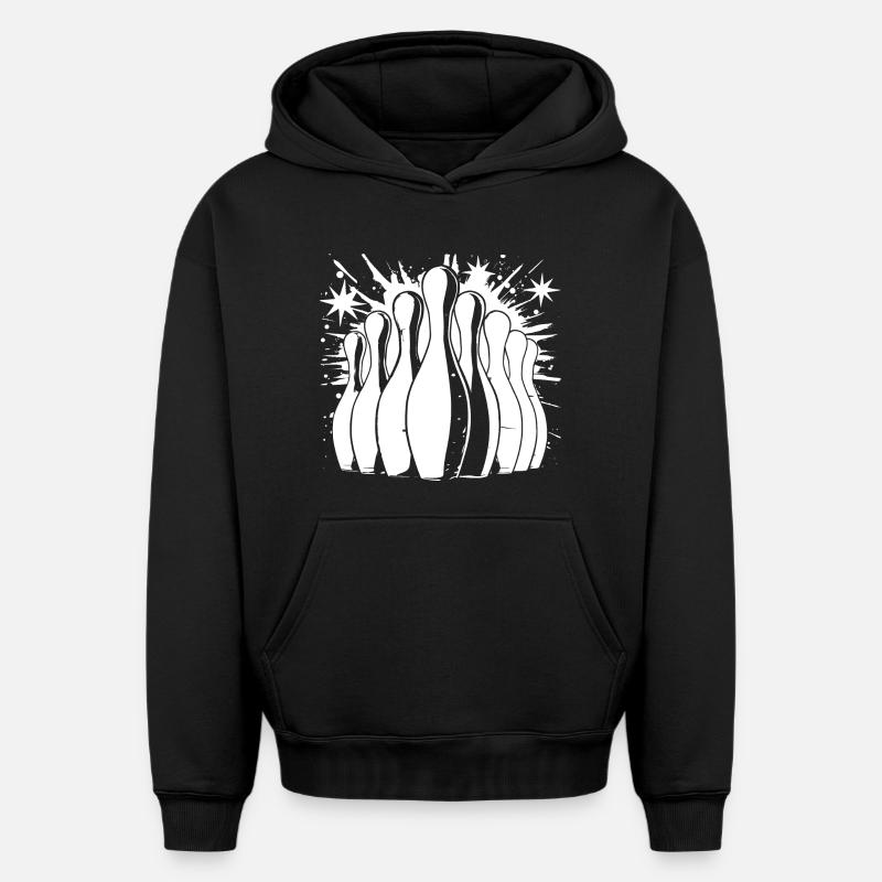 Bowling - Sweat à capuche unisexe oversize épais SPREAD - noir