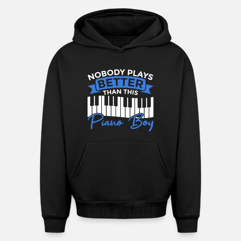 Pianiste Junge - Sweat à capuche unisexe oversize épais SPREAD - noir
