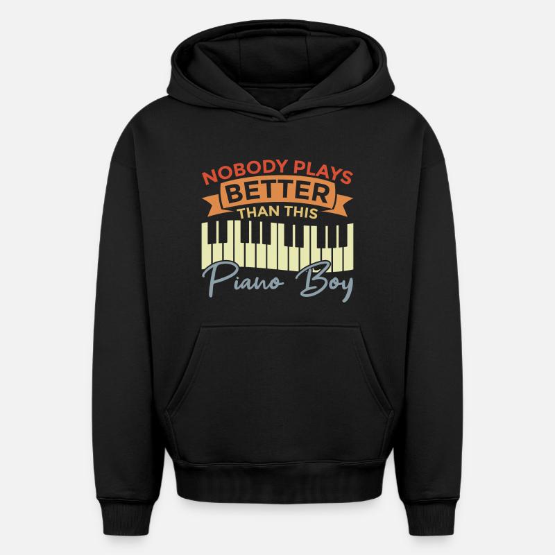 Garçon pianiste - Sweat à capuche unisexe oversize épais SPREAD - noir