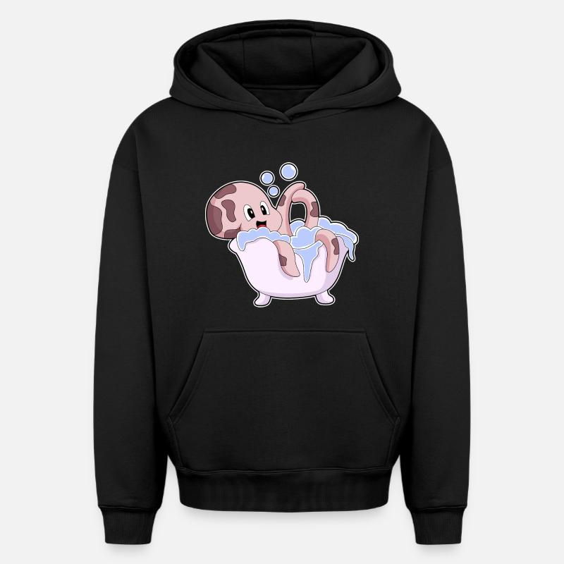 Baignoire Octopus - Sweat à capuche unisexe oversize épais SPREAD - noir