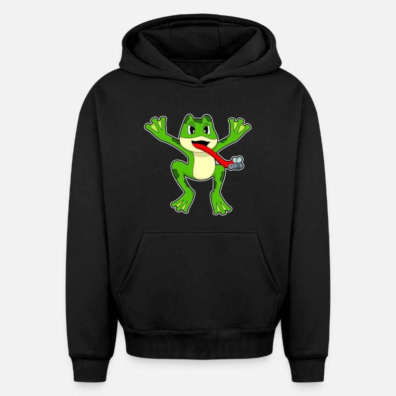 Mouche grenouille - Sweat à capuche unisexe oversize épais SPREAD - noir