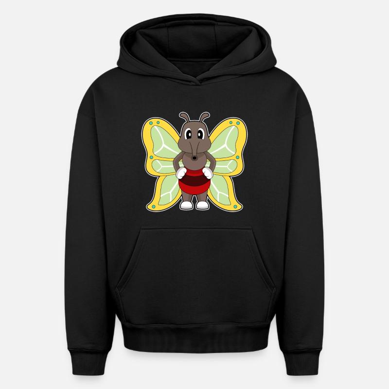 Moustique papillon - Sweat à capuche unisexe oversize épais SPREAD - noir