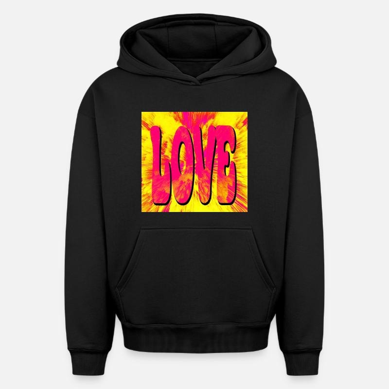 Love Pop Art Explosion - Sweat à capuche unisexe oversize épais SPREAD - noir