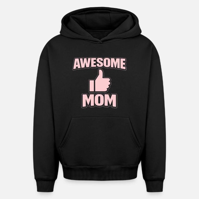 MAMAN GÉNIALE – Déclaration Rose Cool - Sweat à capuche unisexe oversize épais SPREAD - noir