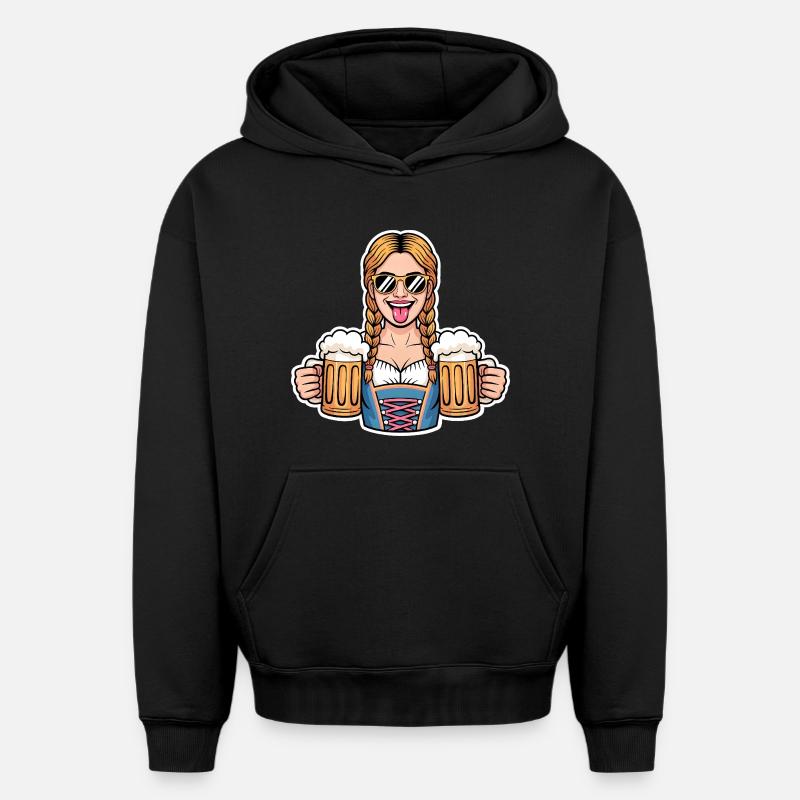 Drindl Beer Bondine - Sweat à capuche unisexe oversize épais SPREAD - noir