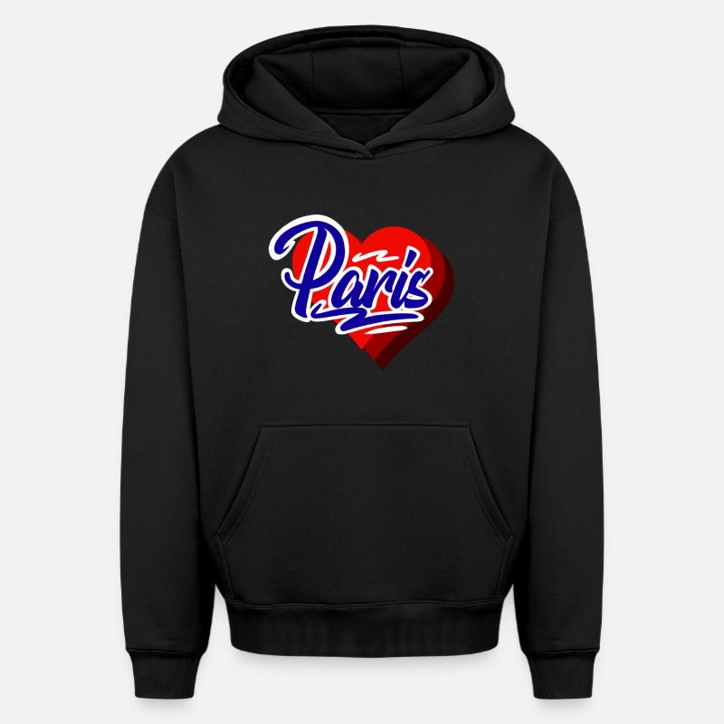 Paris - Sweat à capuche unisexe oversize épais SPREAD - noir