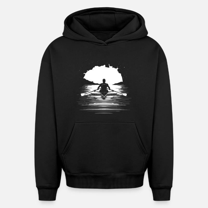 Dessin du rameur - Sweat à capuche unisexe oversize épais SPREAD - noir