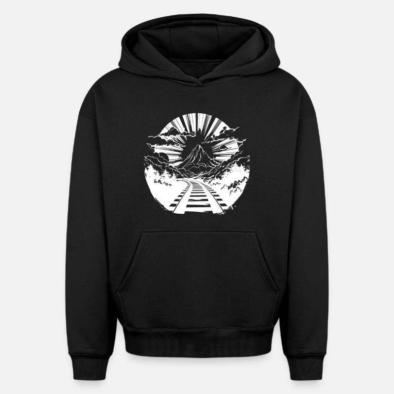 Graphique ferroviaire - Sweat à capuche unisexe oversize épais SPREAD - noir