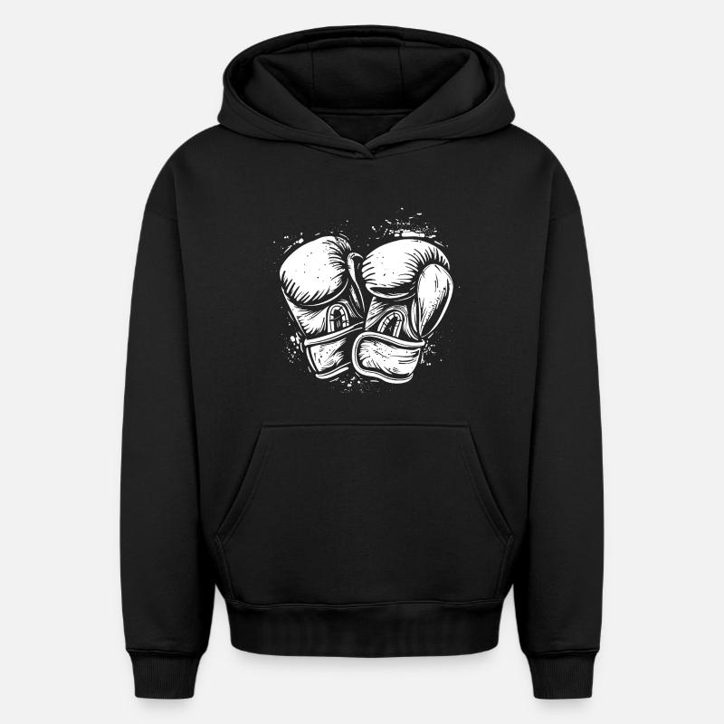 Dessin de gants de boxe - Sweat à capuche unisexe oversize épais SPREAD - noir