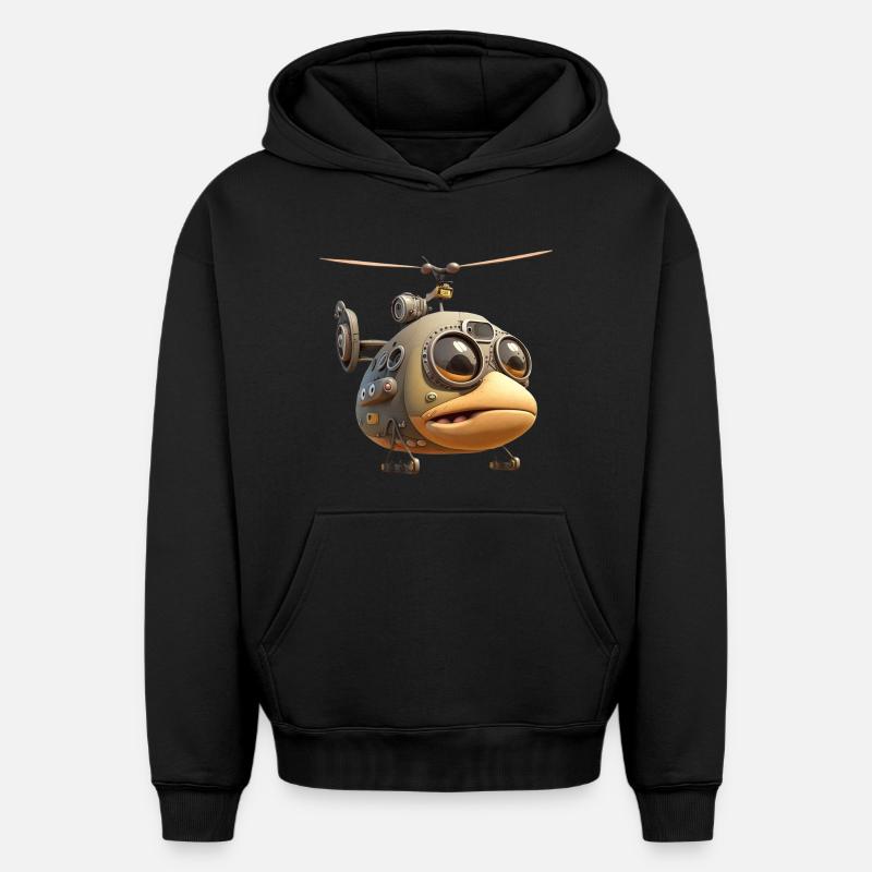 Hélicoptère comique - Sweat à capuche unisexe oversize épais SPREAD - noir