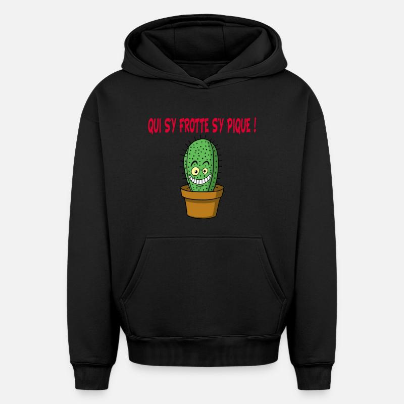 Cactus manga - Sweat à capuche unisexe oversize épais SPREAD - noir