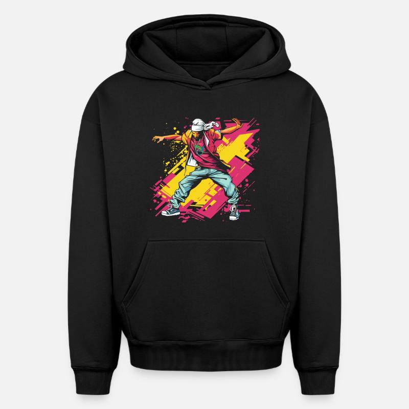 Breakdancer Graffiti - Oversized Heavyweight Unisex Hoodie - Schwarz