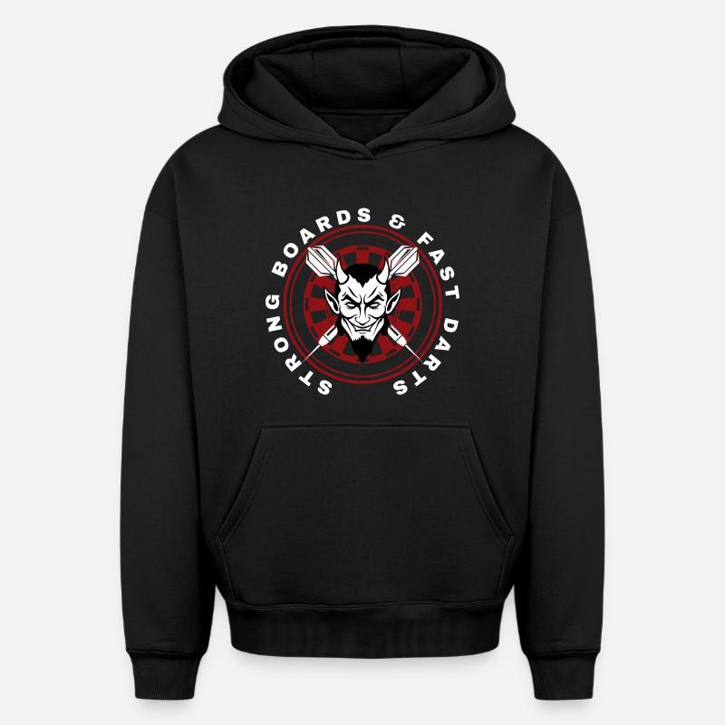 DARTS, DARTBOARD AND DEVIL  - Oversized Heavyweight Unisex Hoodie - Schwarz