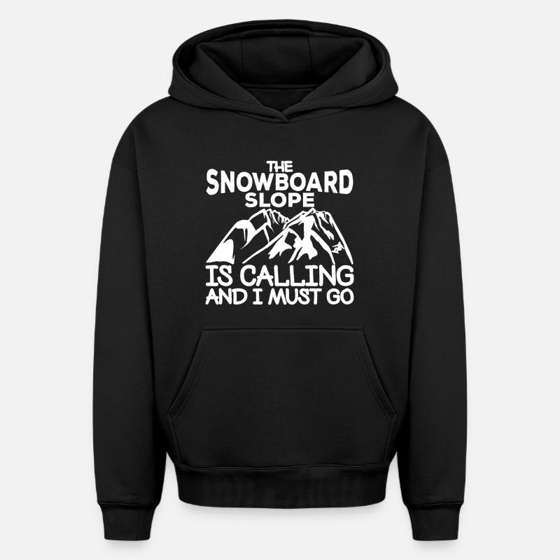 Slogan snowboard - Sweat à capuche unisexe oversize épais SPREAD - noir