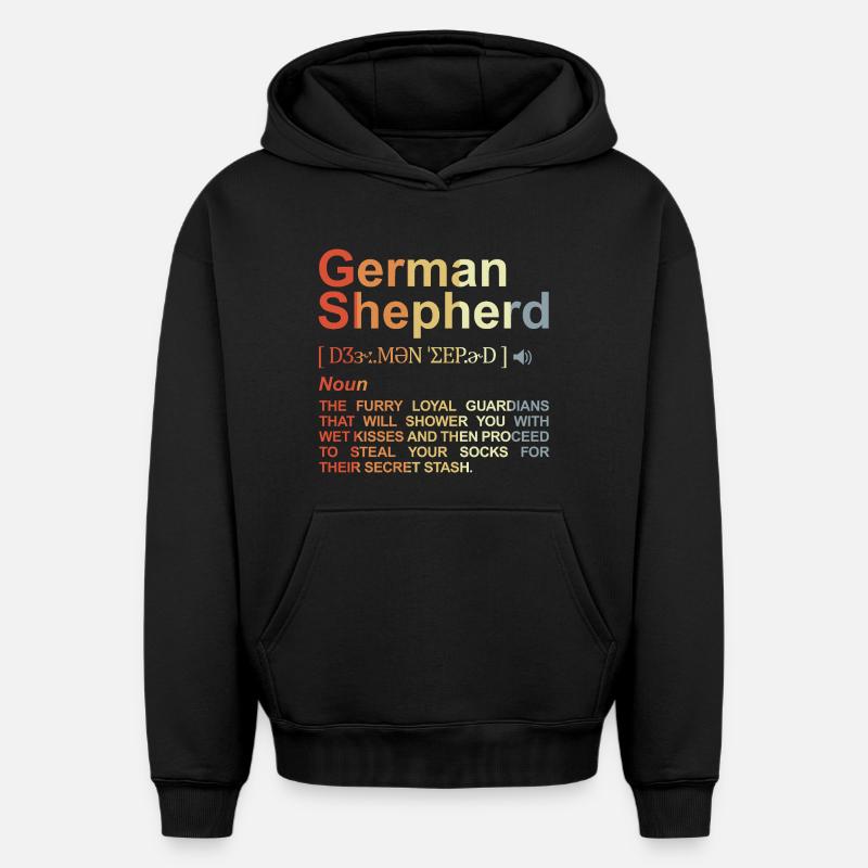 Dictionnaire du berger allemand - Sweat à capuche unisexe oversize épais SPREAD - noir