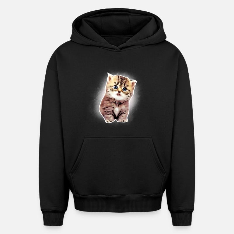 Bébé chat - Sweat à capuche unisexe oversize épais SPREAD - noir