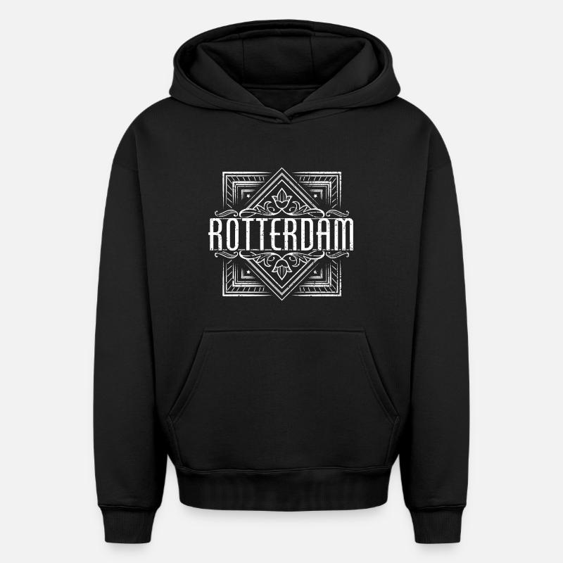 Conception de Rotterdam - Sweat à capuche unisexe oversize épais SPREAD - noir