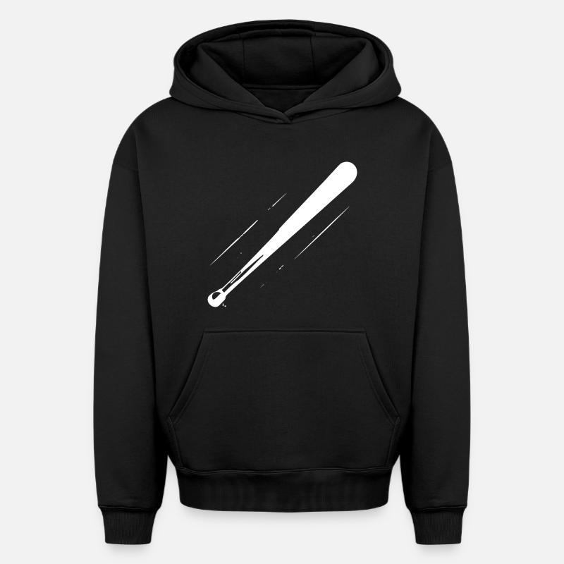Dessin de batte de baseball - Sweat à capuche unisexe oversize épais SPREAD - noir