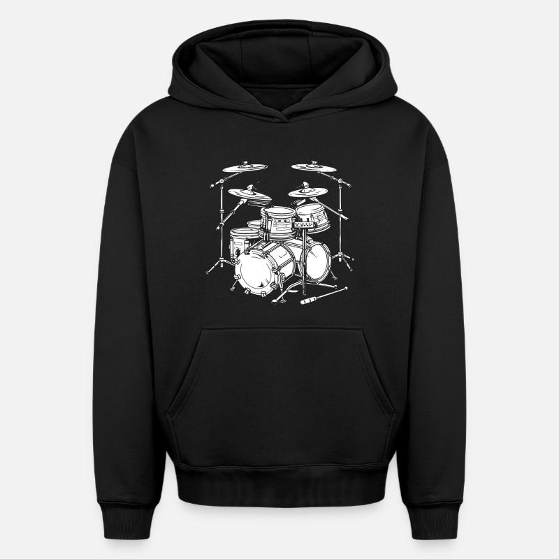 Graphismes de batterie - Sweat à capuche unisexe oversize épais SPREAD - noir