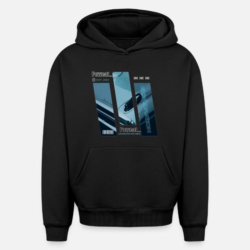 Never Stop Exploring - Oversized Heavyweight Unisex Hoodie - Schwarz