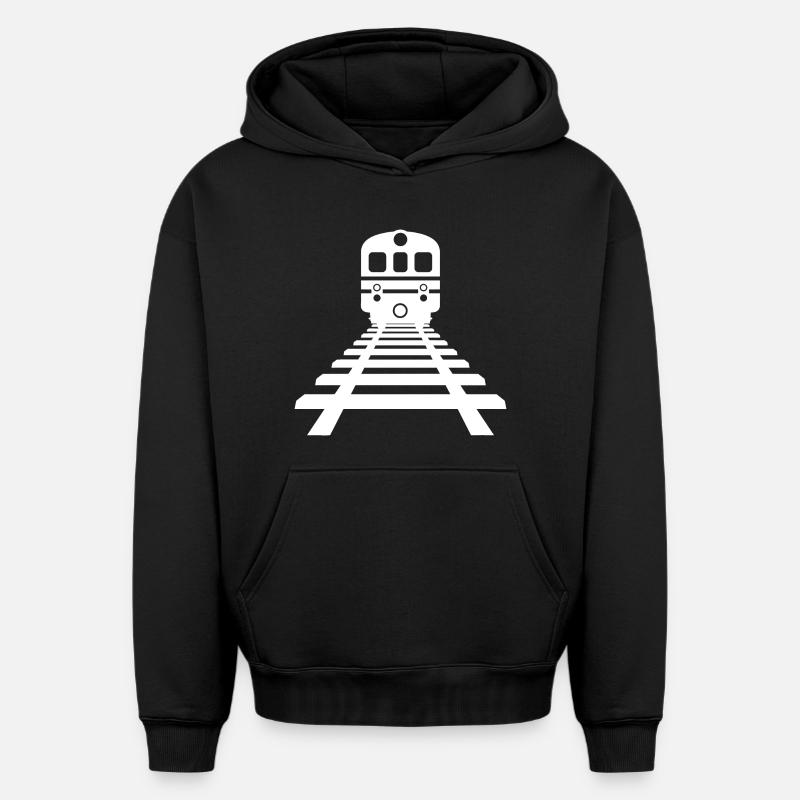 Dessin ferroviaire - Sweat à capuche unisexe oversize épais SPREAD - noir