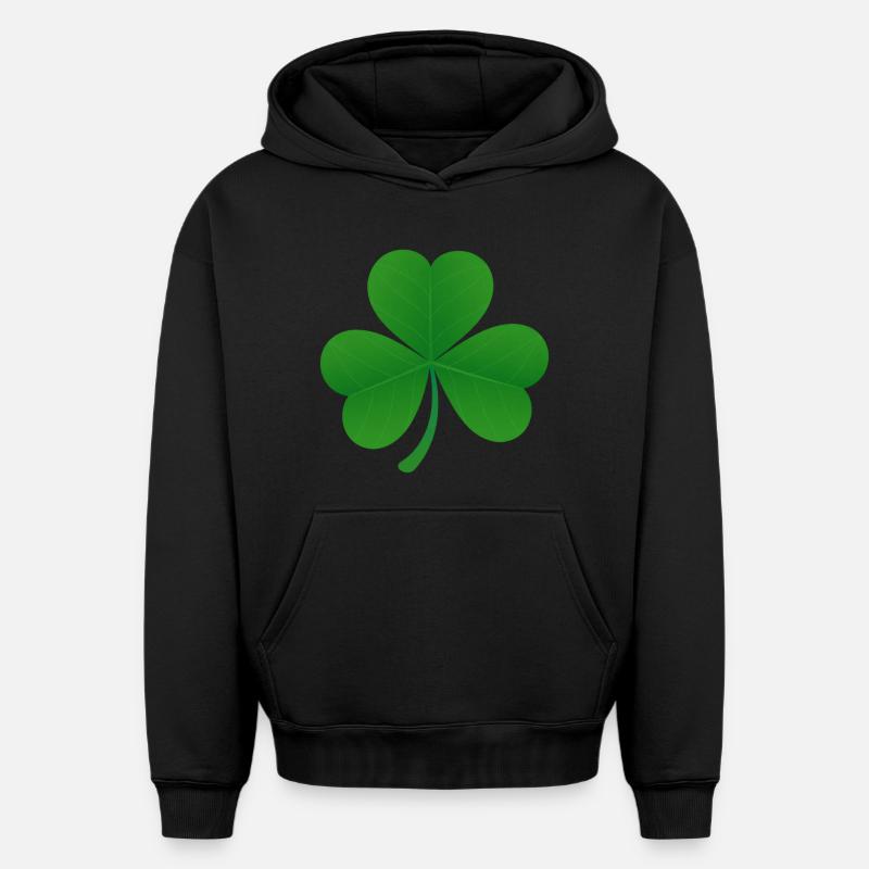 Shamrock - Sweat à capuche unisexe oversize épais SPREAD - noir