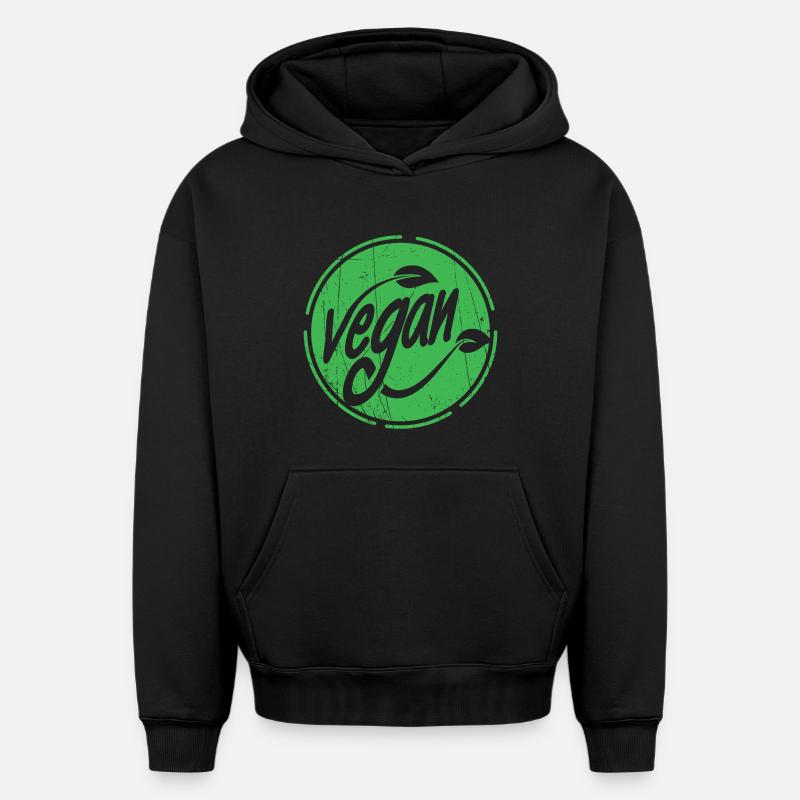 Conception végétalienne - Sweat à capuche unisexe oversize épais SPREAD - noir