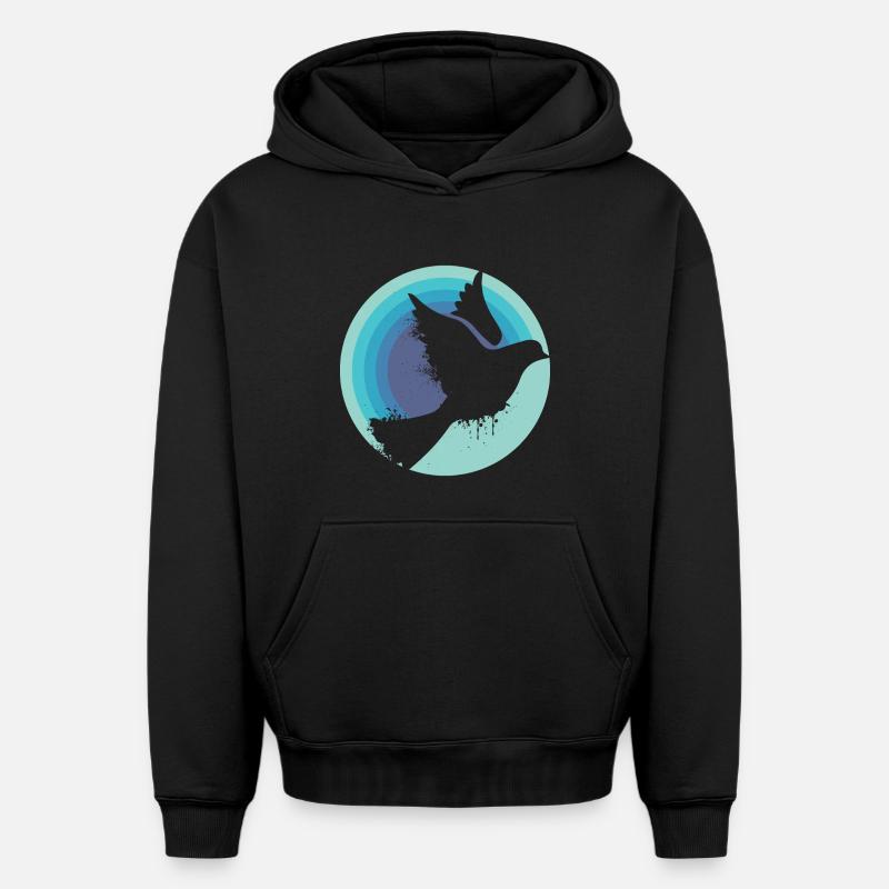 Colombe de la Paix - Sweat à capuche unisexe oversize épais SPREAD - noir