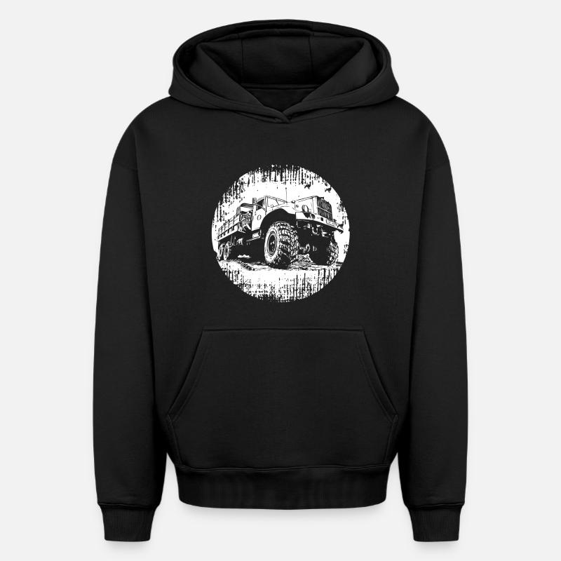 Kraz Camion GDR OSTALGIE - Sweat à capuche unisexe oversize épais SPREAD - noir